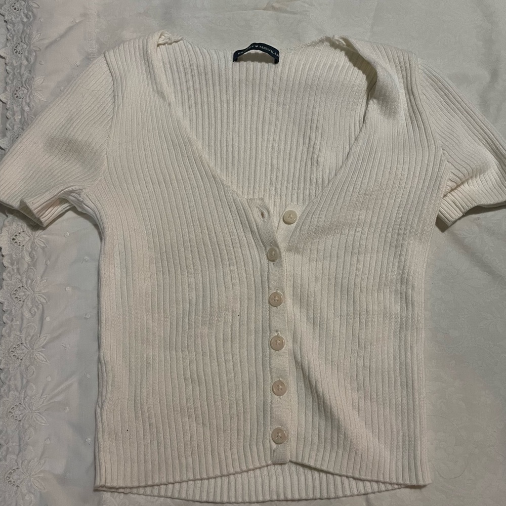 Brandy Melville White Ribbed Knit Top